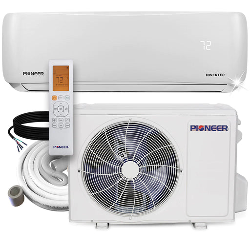 Pioneer | 12,000 BTU 22.7 SEER2 Ductless Mini-Split Inverter + Air Conditioner Heat Pump System Full Set 115V Pioneer - Mini-Split, Inverter, AC, and Heat Pump Pioneer 16 Ft (Standard)  