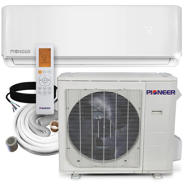 Pioneer | 30,000 BTU 18.6 SEER2 Ductless Mini-Split Inverter+ Air Conditioner Heat Pump System Full Set 230V Pioneer - Mini-Split, Inverter, AC, and Heat Pump Pioneer 16 Ft (Standard)  