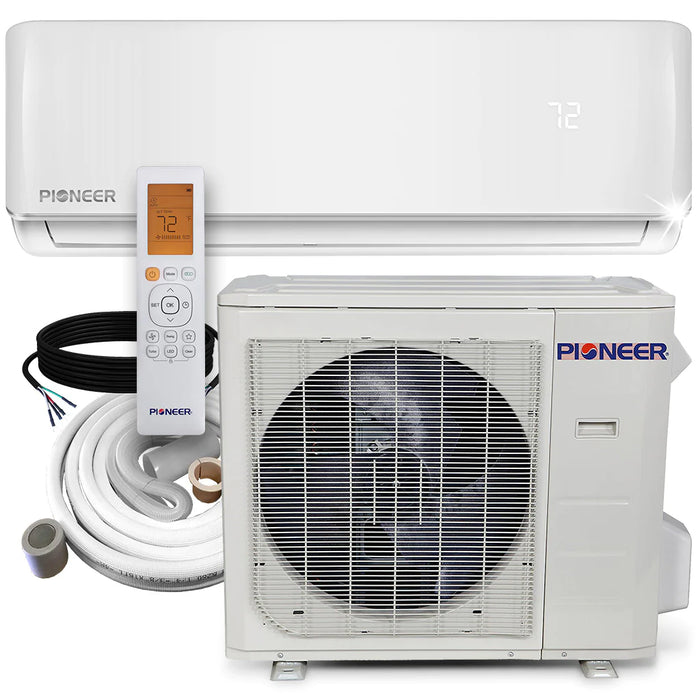 Pioneer | 36,000 BTU 17.5 SEER2 Ductless Mini-Split Inverter+ Air Conditioner Heat Pump System Full Set 230V Pioneer - Mini-Split, Inverter, AC, and Heat Pump Pioneer 16 Ft (Standard)  