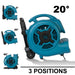 XPOWER | P-830H-Blue | 1 HP, 3600 CFM, 8.5 Amps, 3-Speed Air Mover w/ Telescopic Handle & Wheels XPOWER - Centrifugal Air Mover XPOWER   