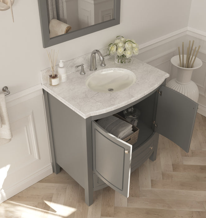 Laviva | Estella 32" Grey Bathroom Vanity with White Carrara Marble Countertop Laviva - Vanities Laviva   