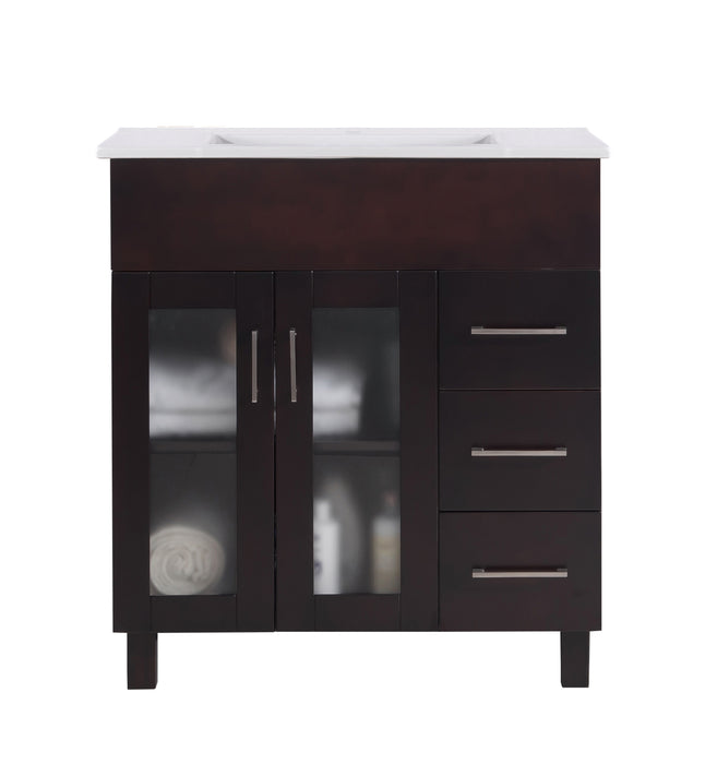 Laviva | Nova 32" Brown Bathroom Vanity with White Ceramic Basin Countertop Laviva - Vanities Laviva   