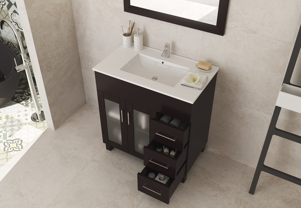 Laviva | Nova 32" Brown Bathroom Vanity with White Ceramic Basin Countertop Laviva - Vanities Laviva   