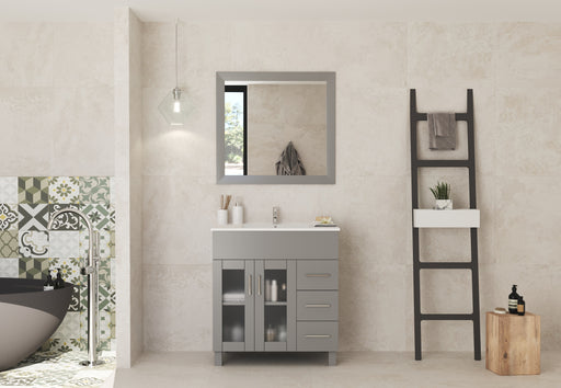 Laviva | Nova 32" Grey Bathroom Vanity with White Ceramic Basin Countertop Laviva - Vanities Laviva   