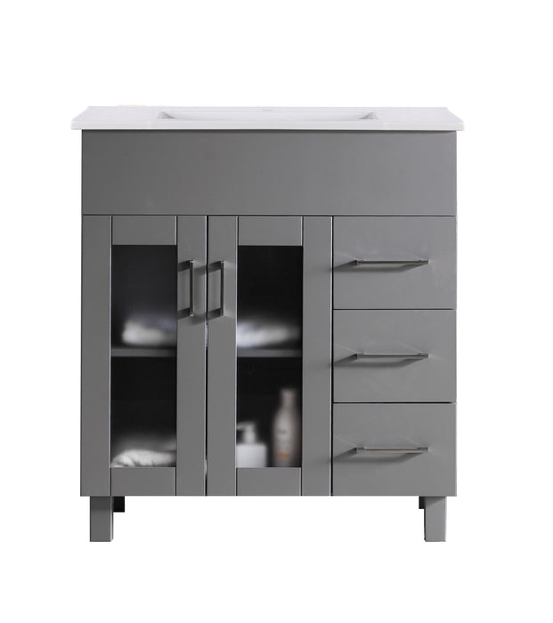 Laviva | Nova 32" Grey Bathroom Vanity with White Ceramic Basin Countertop Laviva - Vanities Laviva   