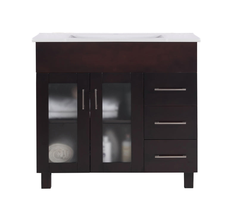 Laviva | Nova 36" Brown Bathroom Vanity with White Ceramic Basin Countertop Laviva - Vanities Laviva   