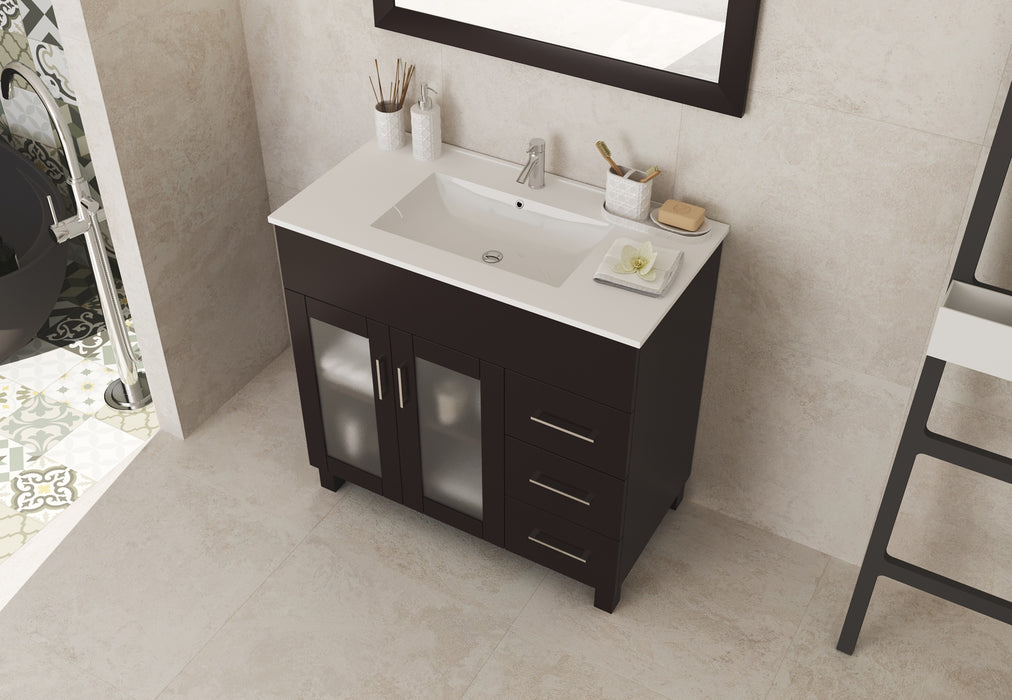 Laviva | Nova 36" Brown Bathroom Vanity with White Ceramic Basin Countertop Laviva - Vanities Laviva   