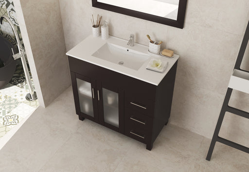 Laviva | Nova 36" Brown Bathroom Vanity with White Ceramic Basin Countertop Laviva - Vanities Laviva   