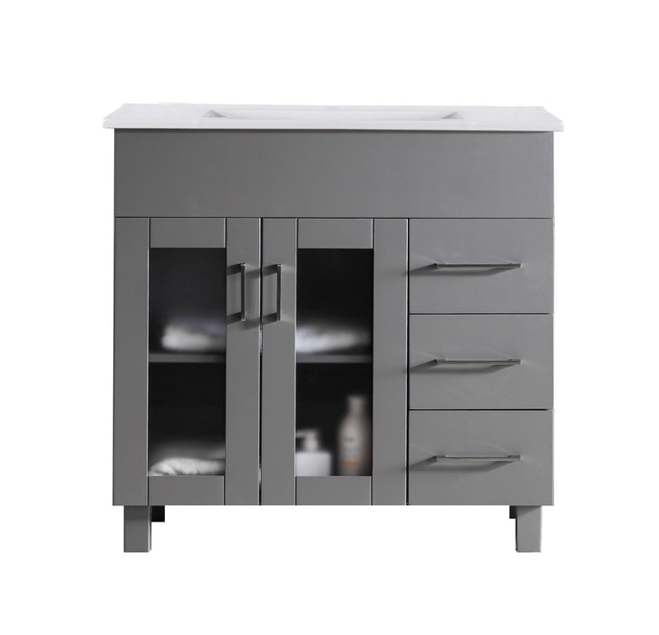 Laviva | Nova 36" Grey Bathroom Vanity with White Ceramic Basin Countertop Laviva - Vanities Laviva   