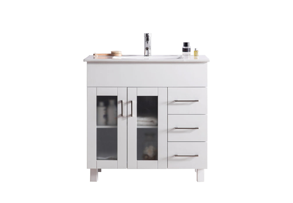 Laviva | Nova 36" White Bathroom Vanity with White Ceramic Basin Countertop Laviva - Vanities Laviva   