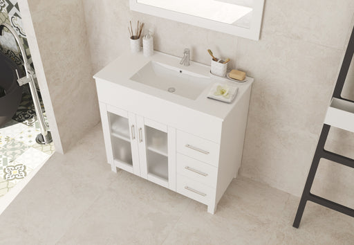 Laviva | Nova 36" White Bathroom Vanity with White Ceramic Basin Countertop Laviva - Vanities Laviva   