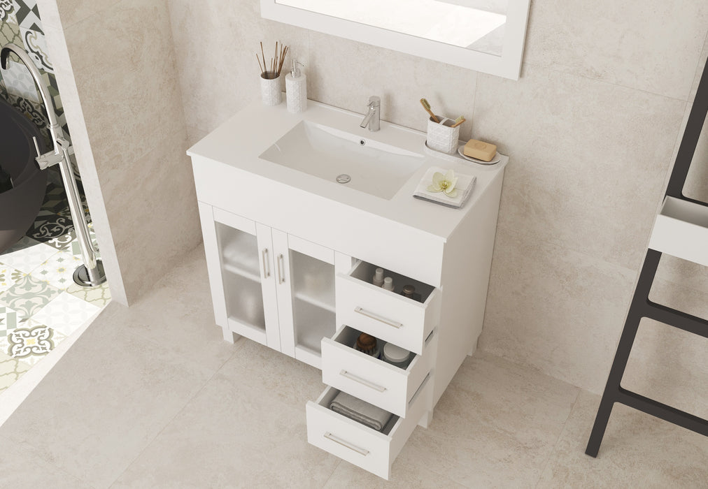 Laviva | Nova 36" White Bathroom Vanity with White Ceramic Basin Countertop Laviva - Vanities Laviva   