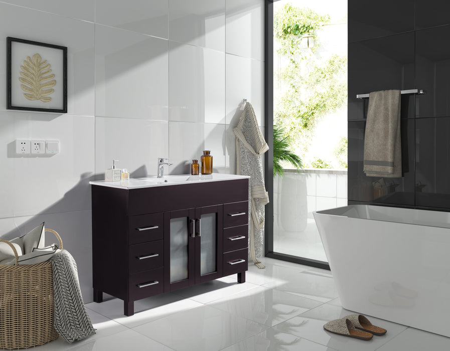 Laviva | Nova 48" Brown Bathroom Vanity with White Ceramic Basin Countertop Laviva - Vanities Laviva   