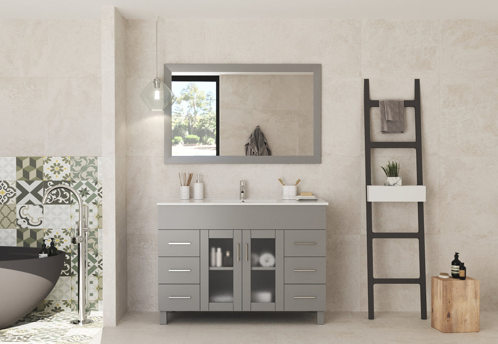 Laviva | Nova 48" Grey Bathroom Vanity with White Ceramic Basin Countertop Laviva - Vanities Laviva   