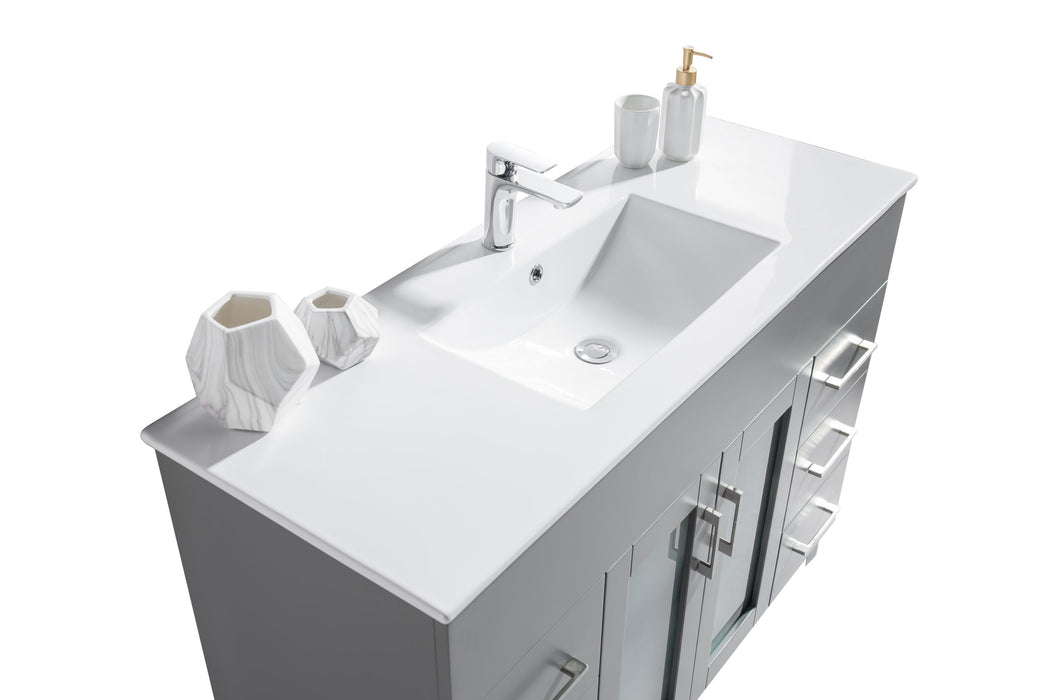 Laviva | Nova 48" Grey Bathroom Vanity with White Ceramic Basin Countertop Laviva - Vanities Laviva   