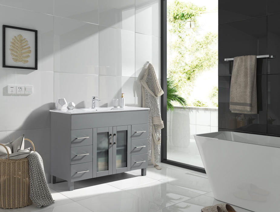 Laviva | Nova 48" Grey Bathroom Vanity with White Ceramic Basin Countertop Laviva - Vanities Laviva   