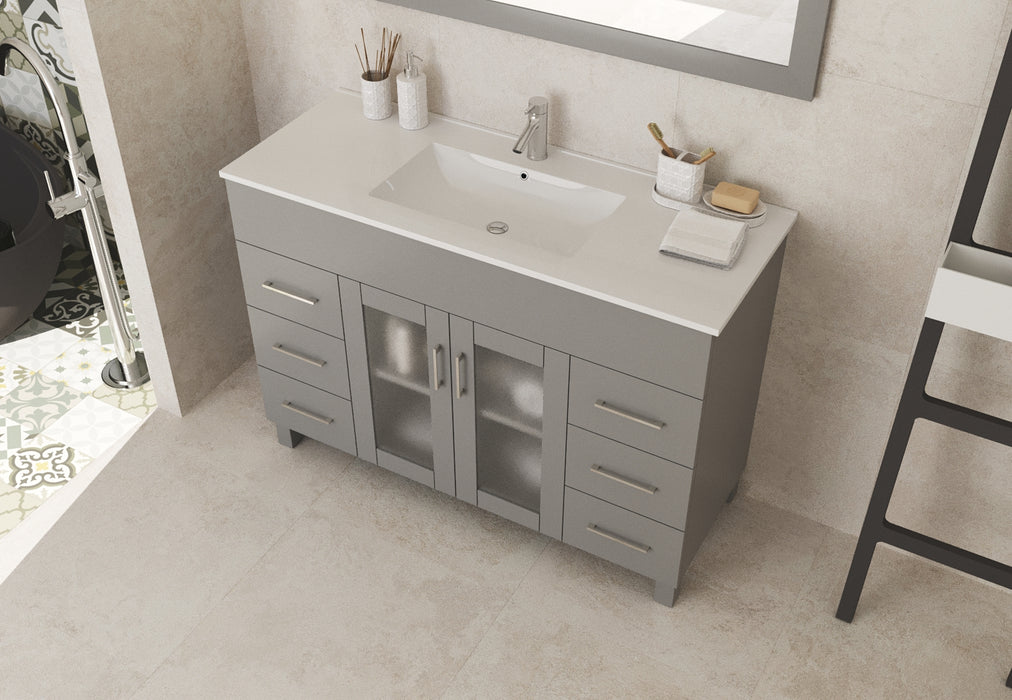 Laviva | Nova 48" Grey Bathroom Vanity with White Ceramic Basin Countertop Laviva - Vanities Laviva   