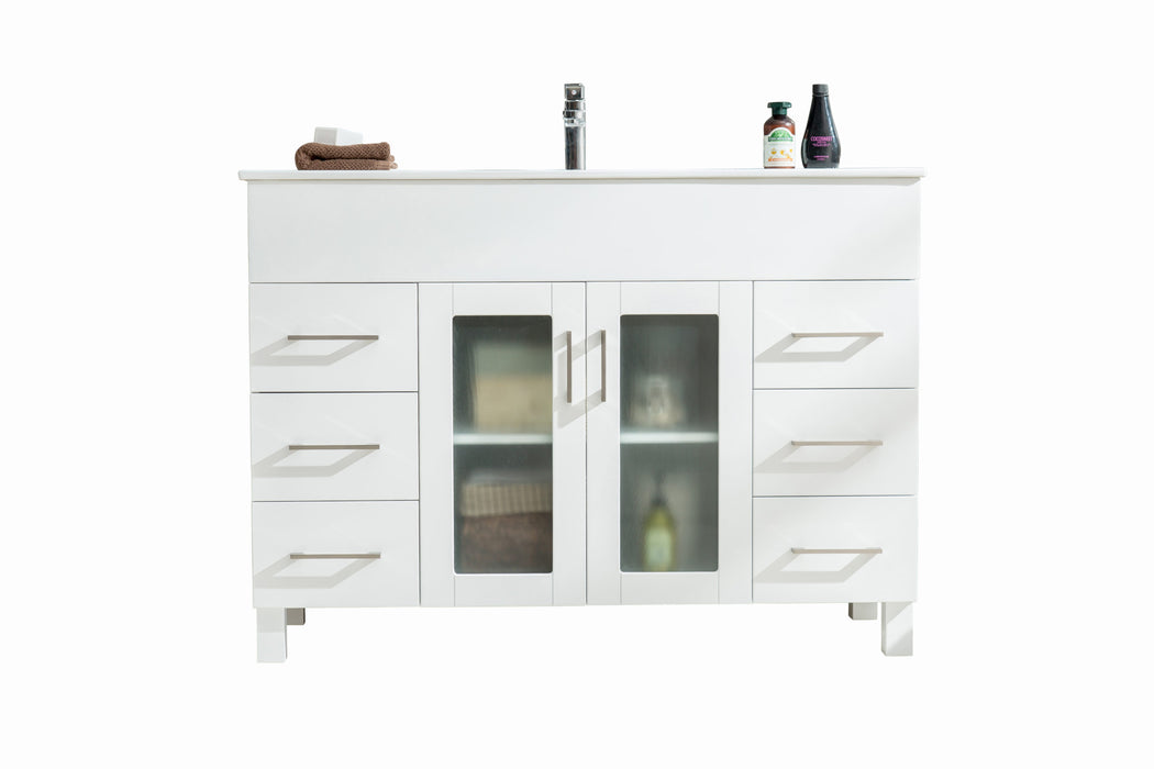 Laviva | Nova 48" White Bathroom Vanity with White Ceramic Basin Countertop Laviva - Vanities Laviva   