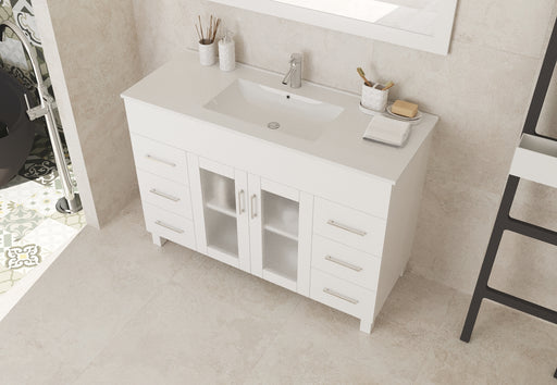 Laviva | Nova 48" White Bathroom Vanity with White Ceramic Basin Countertop Laviva - Vanities Laviva   