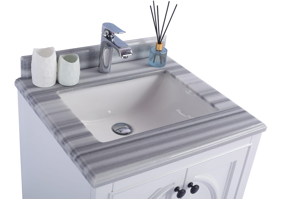 Laviva | Odyssey 24" White Bathroom Vanity with White Stripes Marble Countertop Laviva - Vanities Laviva   