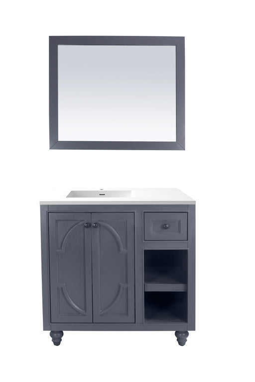 Laviva | Odyssey 36" Maple Grey Bathroom Vanity with Matte White VIVA Stone Solid Surface Countertop Laviva - Vanities Laviva   