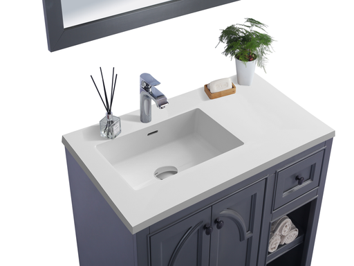 Laviva | Odyssey 36" Maple Grey Bathroom Vanity with Matte White VIVA Stone Solid Surface Countertop Laviva - Vanities Laviva   