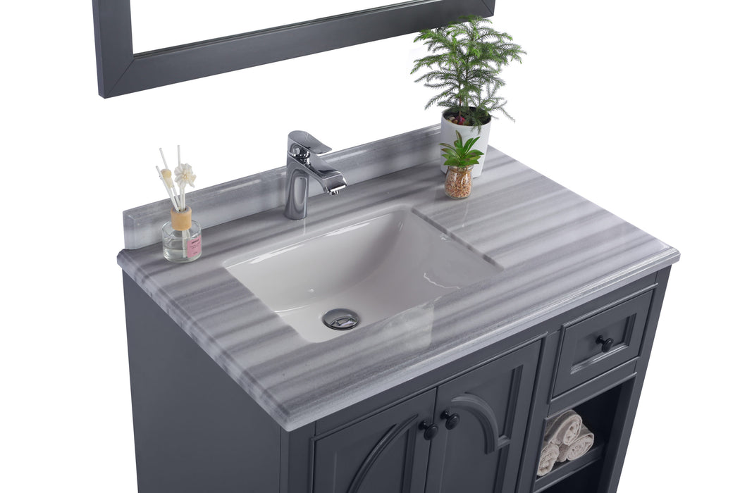 Laviva | Odyssey 36" Maple Grey Bathroom Vanity with White Stripes Marble Countertop Laviva - Vanities Laviva   