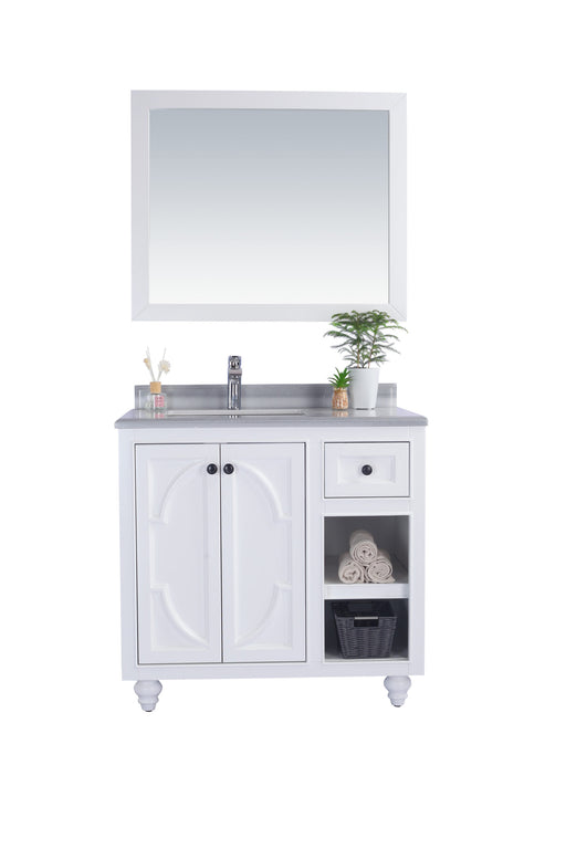 Laviva | Odyssey 36" White Bathroom Vanity with White Stripes Marble Countertop Laviva - Vanities Laviva   