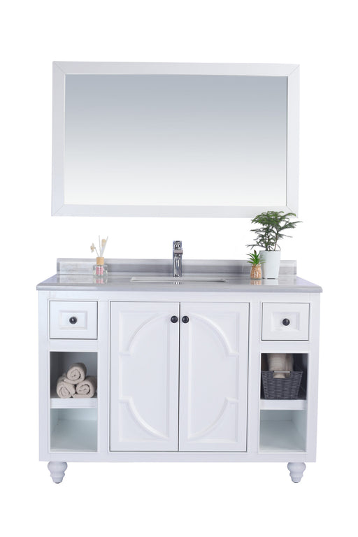 Laviva | Odyssey 48" White Bathroom Vanity with White Stripes Marble Countertop Laviva - Vanities Laviva   