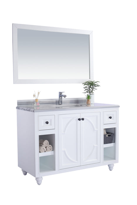 Laviva | Odyssey 48" White Bathroom Vanity with White Stripes Marble Countertop Laviva - Vanities Laviva   