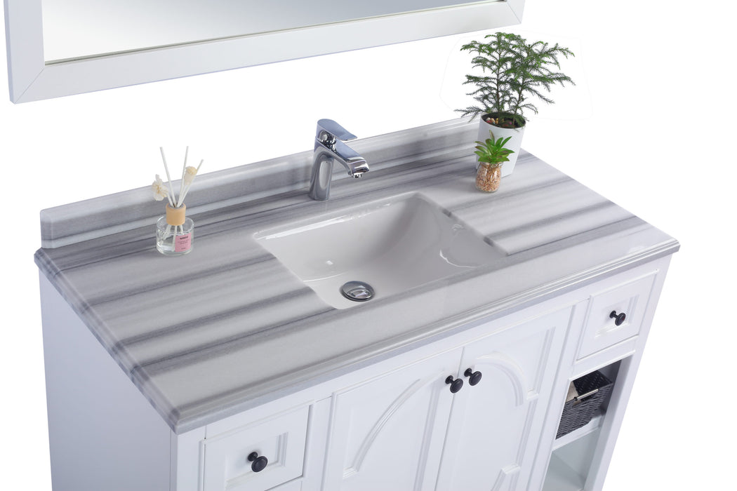 Laviva | Odyssey 48" White Bathroom Vanity with White Stripes Marble Countertop Laviva - Vanities Laviva   