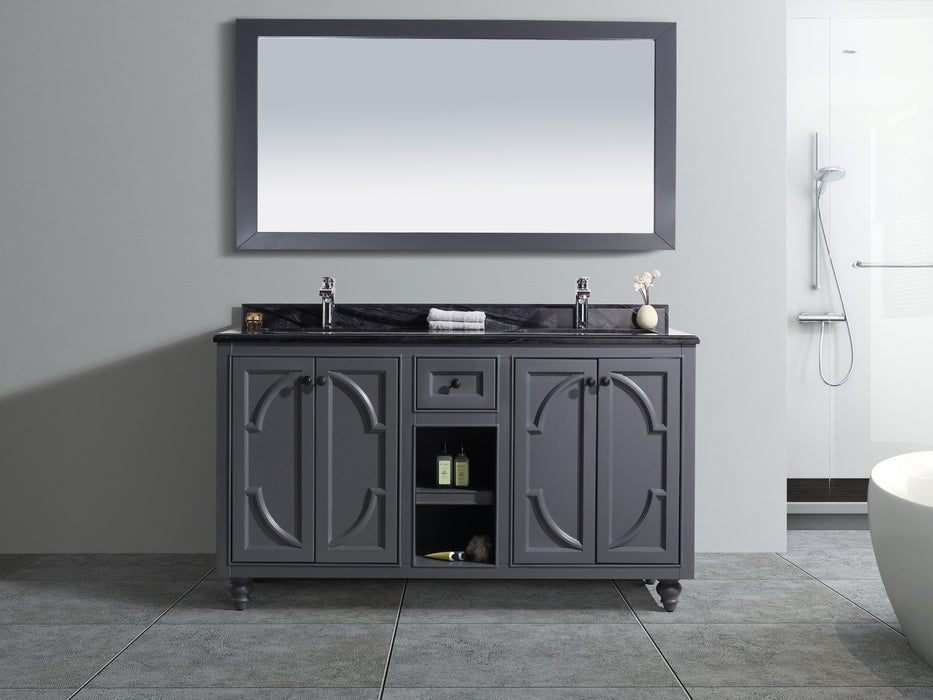 Laviva | Odyssey 60" Maple Grey Double Sink Bathroom Vanity with Black Wood Marble Countertop Laviva - Vanities Laviva   