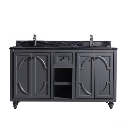 Laviva | Odyssey 60" Maple Grey Double Sink Bathroom Vanity with Black Wood Marble Countertop Laviva - Vanities Laviva   