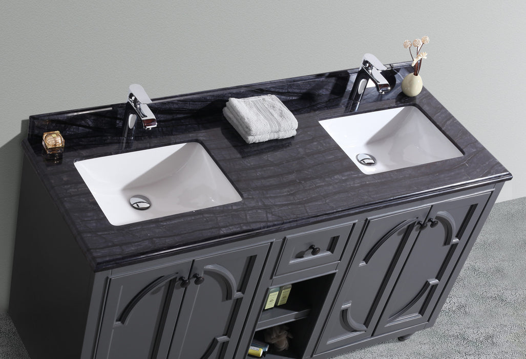 Laviva | Odyssey 60" Maple Grey Double Sink Bathroom Vanity with Black Wood Marble Countertop Laviva - Vanities Laviva   