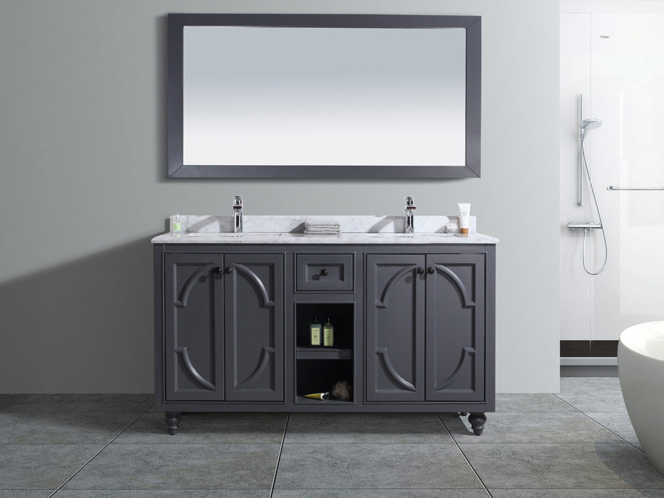 Laviva | Odyssey 60" Maple Grey Double Sink Bathroom Vanity with White Carrara Marble Countertop Laviva - Vanities Laviva   