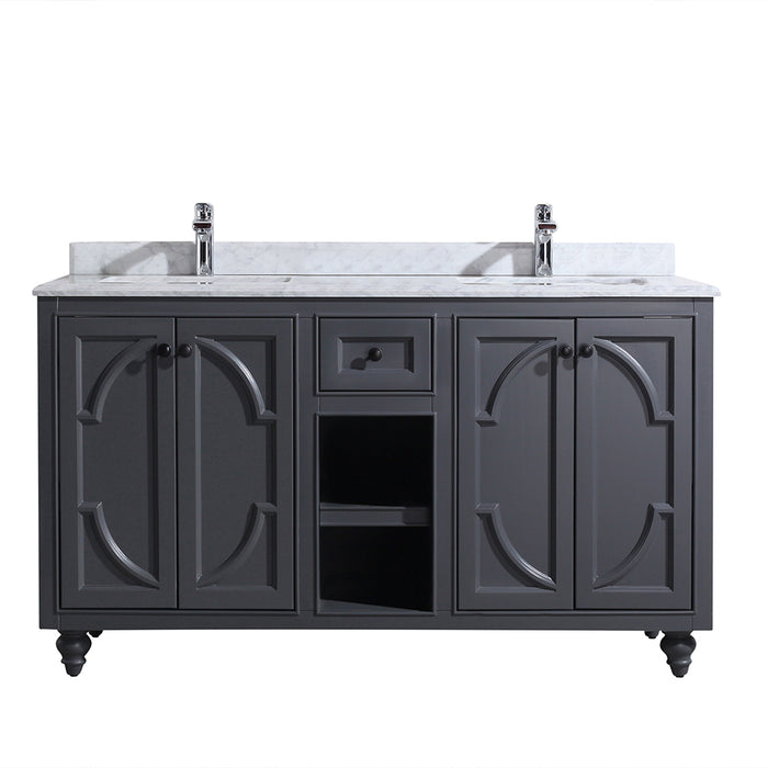 Laviva | Odyssey 60" Maple Grey Double Sink Bathroom Vanity with White Carrara Marble Countertop Laviva - Vanities Laviva   