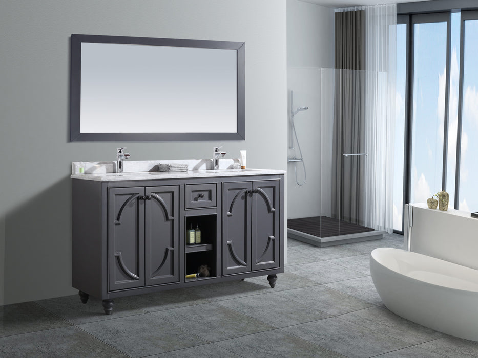 Laviva | Odyssey 60" Maple Grey Double Sink Bathroom Vanity with White Carrara Marble Countertop Laviva - Vanities Laviva   