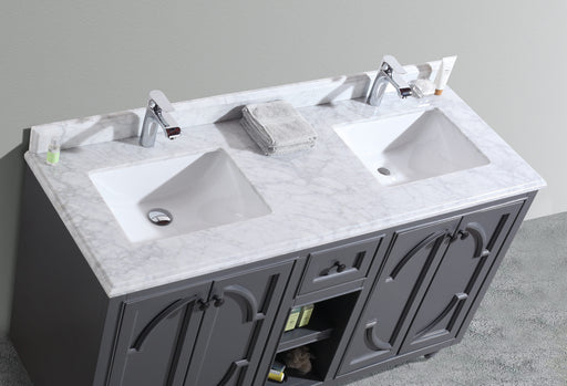 Laviva | Odyssey 60" Maple Grey Double Sink Bathroom Vanity with White Carrara Marble Countertop Laviva - Vanities Laviva   