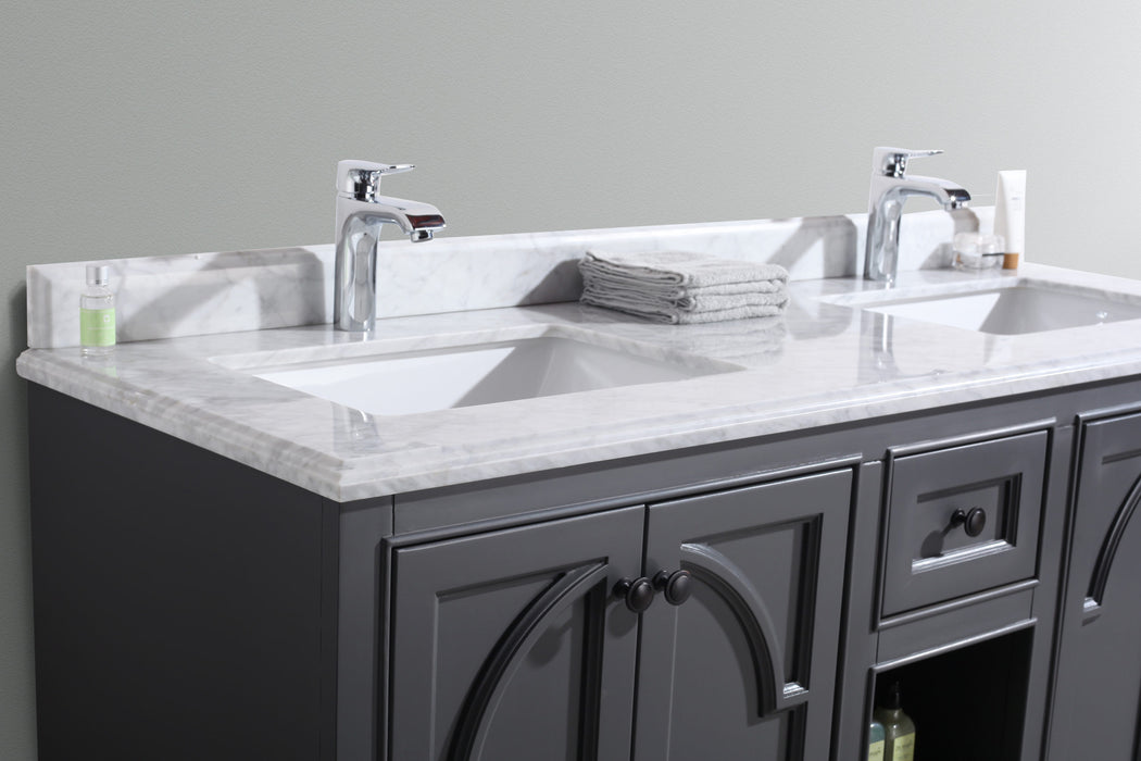 Laviva | Odyssey 60" Maple Grey Double Sink Bathroom Vanity with White Carrara Marble Countertop Laviva - Vanities Laviva   