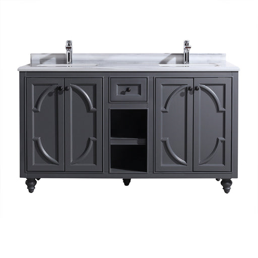 Laviva | Odyssey 60" Maple Grey Double Sink Bathroom Vanity with White Stripes Marble Countertop Laviva - Vanities Laviva   