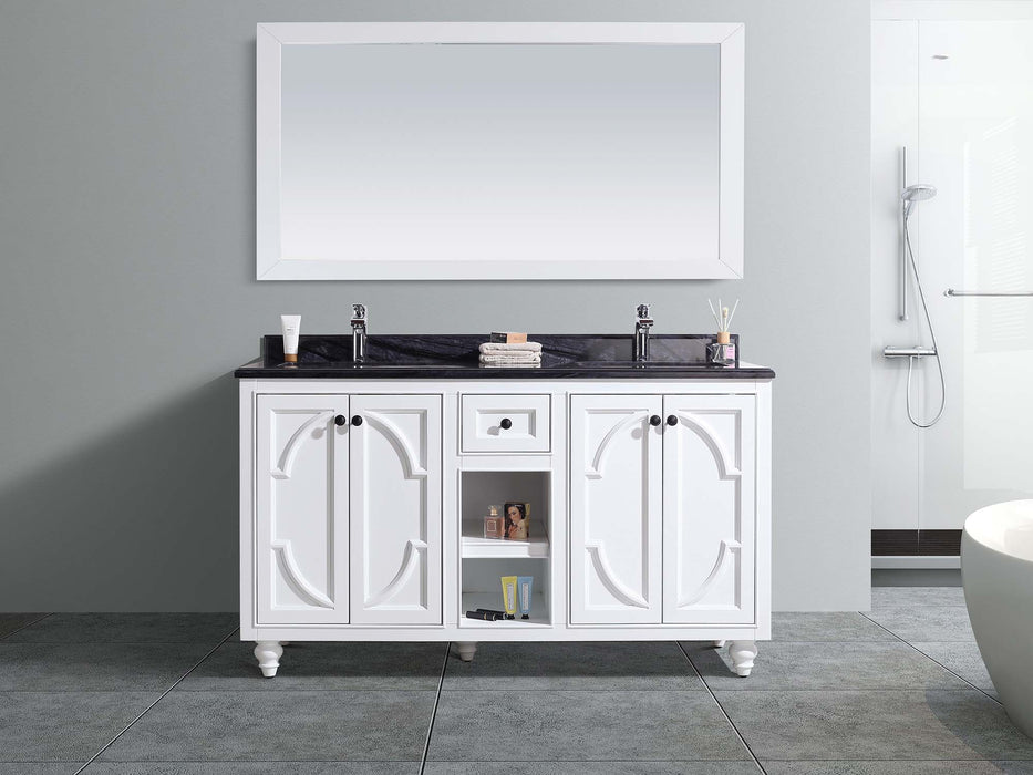 Laviva | Odyssey 60" White Double Sink Bathroom Vanity with Black Wood Marble Countertop Laviva - Vanities Laviva   