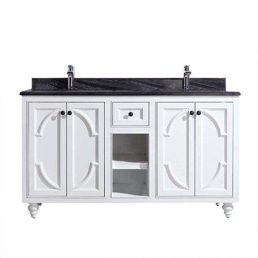 Laviva | Odyssey 60" White Double Sink Bathroom Vanity with Black Wood Marble Countertop Laviva - Vanities Laviva   