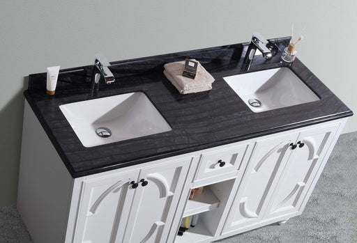 Laviva | Odyssey 60" White Double Sink Bathroom Vanity with Black Wood Marble Countertop Laviva - Vanities Laviva   