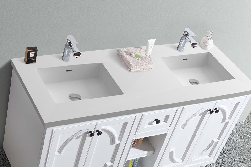 Laviva | Odyssey 60" White Double Sink Bathroom Vanity with Matte White VIVA Stone Solid Surface Countertop Laviva - Vanities Laviva   