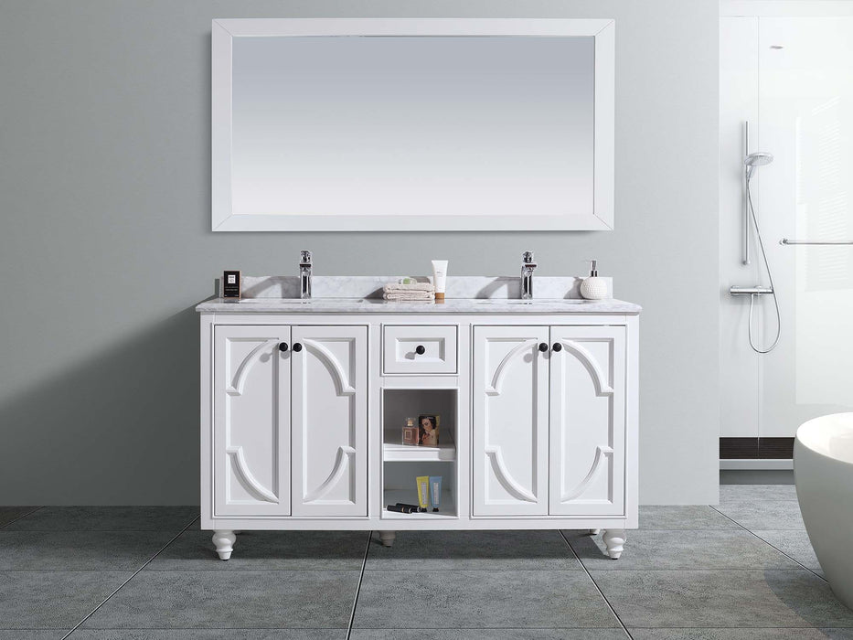 Laviva | Odyssey 60" White Double Sink Bathroom Vanity with White Carrara Marble Countertop Laviva - Vanities Laviva   