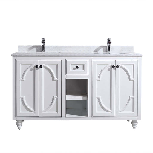 Laviva | Odyssey 60" White Double Sink Bathroom Vanity with White Carrara Marble Countertop Laviva - Vanities Laviva   