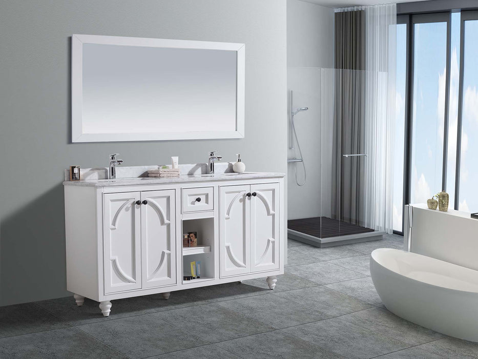 Laviva | Odyssey 60" White Double Sink Bathroom Vanity with White Carrara Marble Countertop Laviva - Vanities Laviva   