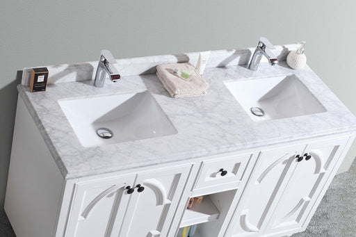 Laviva | Odyssey 60" White Double Sink Bathroom Vanity with White Carrara Marble Countertop Laviva - Vanities Laviva   