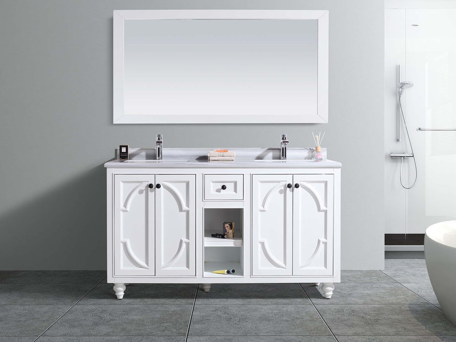 Laviva | Odyssey 60" White Double Sink Bathroom Vanity with White Stripes Marble Countertop Laviva - Vanities Laviva   