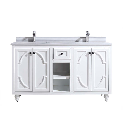 Laviva | Odyssey 60" White Double Sink Bathroom Vanity with White Stripes Marble Countertop Laviva - Vanities Laviva   